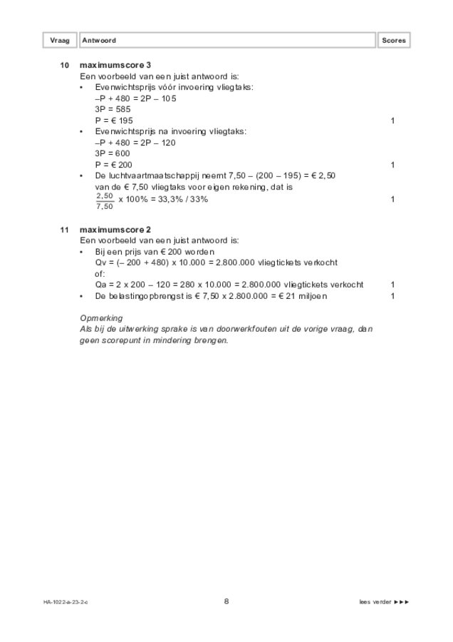 Correctievoorschrift examen HAVO economie 2023, tijdvak 2. Pagina 8
