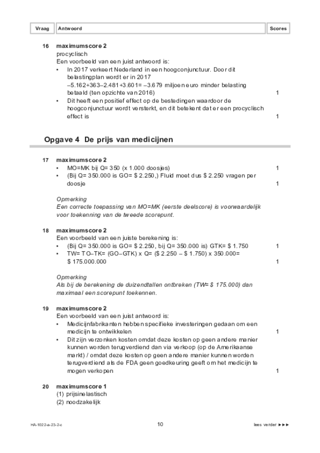 Correctievoorschrift examen HAVO economie 2023, tijdvak 2. Pagina 10