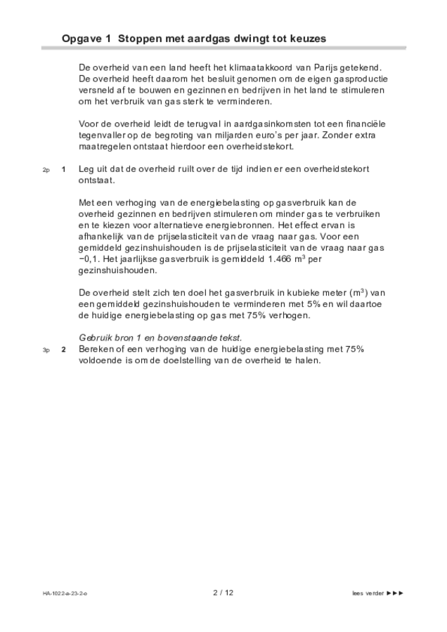 Opgaven examen HAVO economie 2023, tijdvak 2. Pagina 2