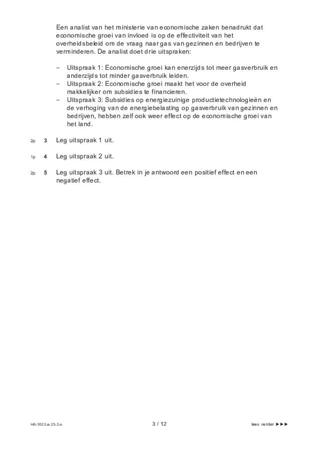 Opgaven examen HAVO economie 2023, tijdvak 2. Pagina 3