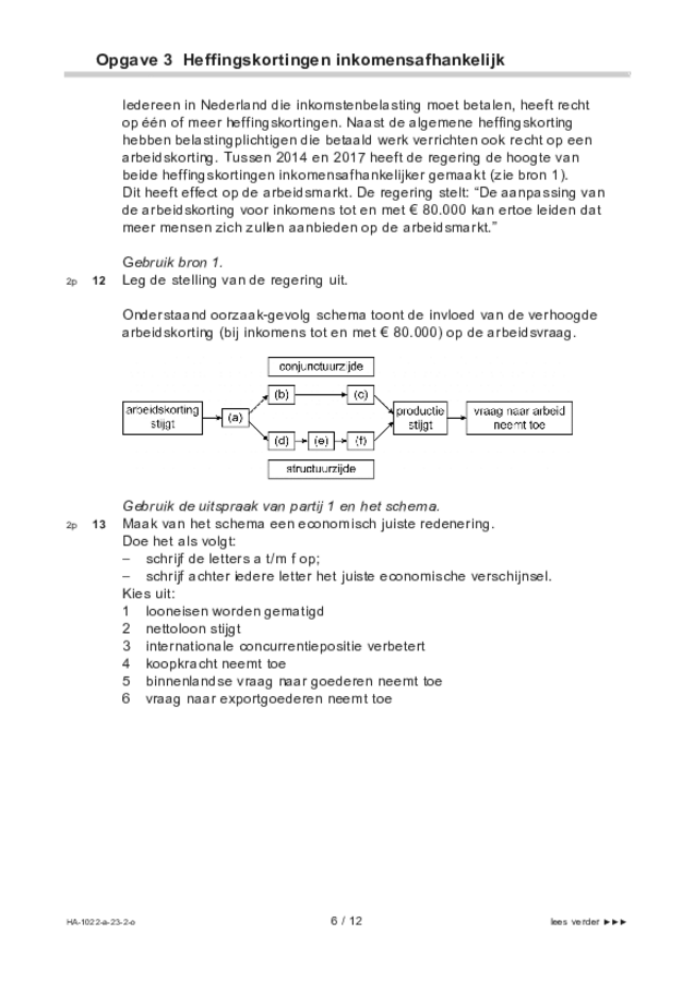 Opgaven examen HAVO economie 2023, tijdvak 2. Pagina 6