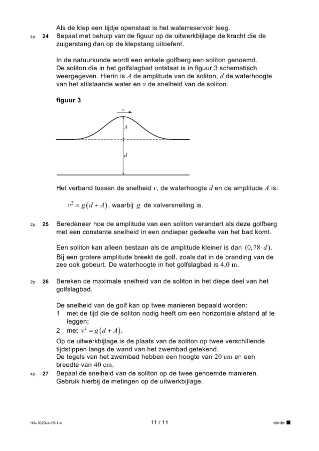 Opgaven examen HAVO natuurkunde 2015, tijdvak 1. Pagina 11