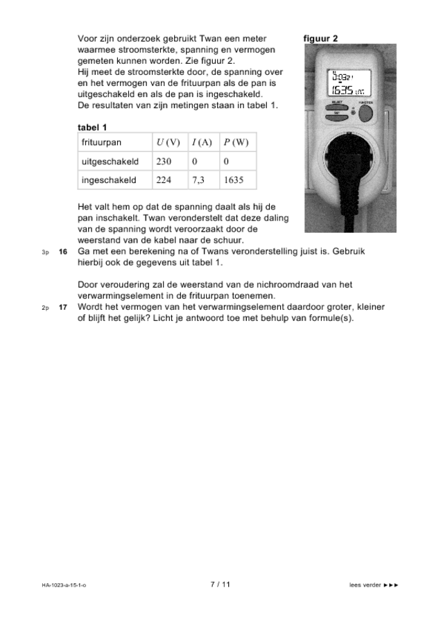 Opgaven examen HAVO natuurkunde 2015, tijdvak 1. Pagina 7