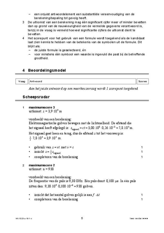 Correctievoorschrift examen HAVO natuurkunde 2018, tijdvak 1. Pagina 5