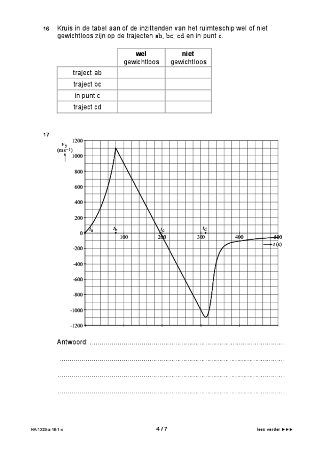 Uitwerkbijlage examen HAVO natuurkunde 2018, tijdvak 1. Pagina 4