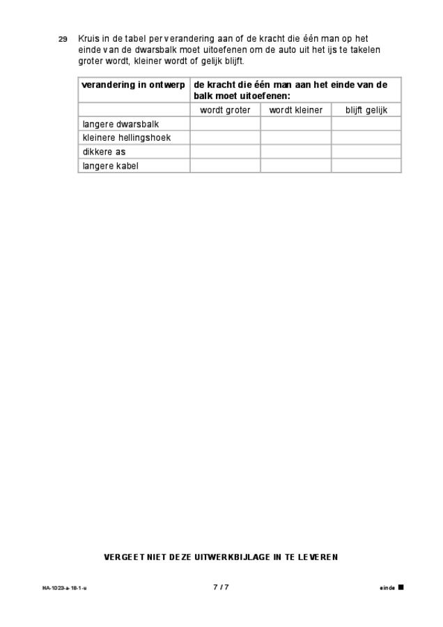 Uitwerkbijlage examen HAVO natuurkunde 2018, tijdvak 1. Pagina 7