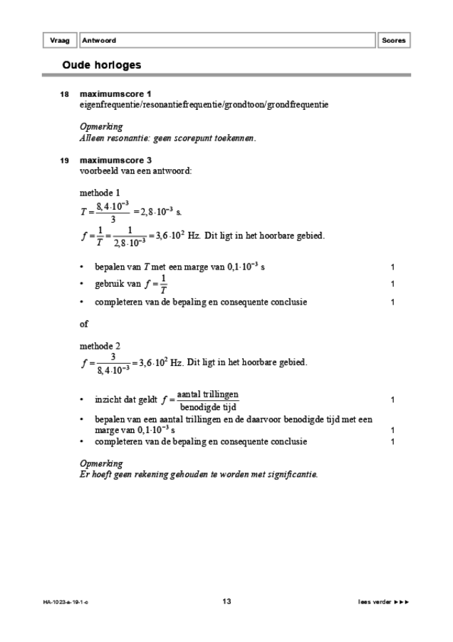 Correctievoorschrift examen HAVO natuurkunde 2019, tijdvak 1. Pagina 13
