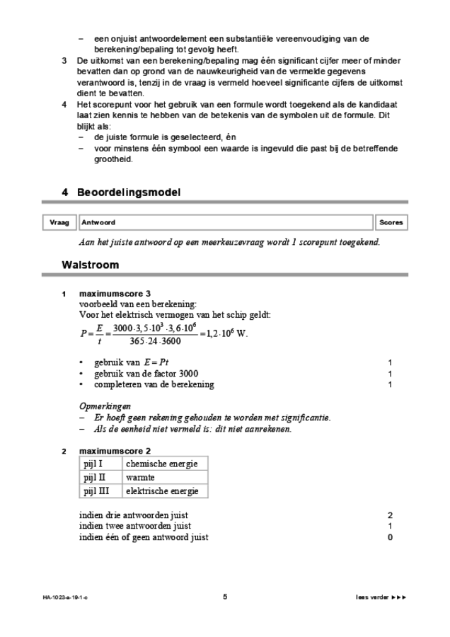 Correctievoorschrift examen HAVO natuurkunde 2019, tijdvak 1. Pagina 5