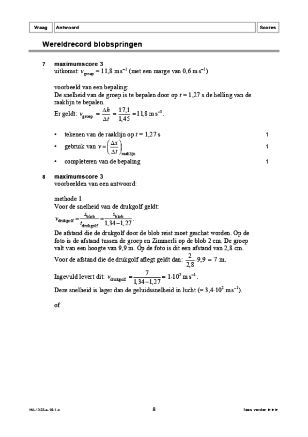 Correctievoorschrift examen HAVO natuurkunde 2019, tijdvak 1. Pagina 8