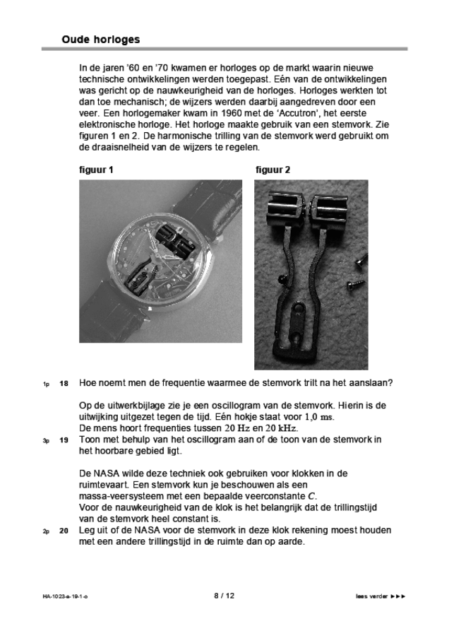 Opgaven examen HAVO natuurkunde 2019, tijdvak 1. Pagina 8