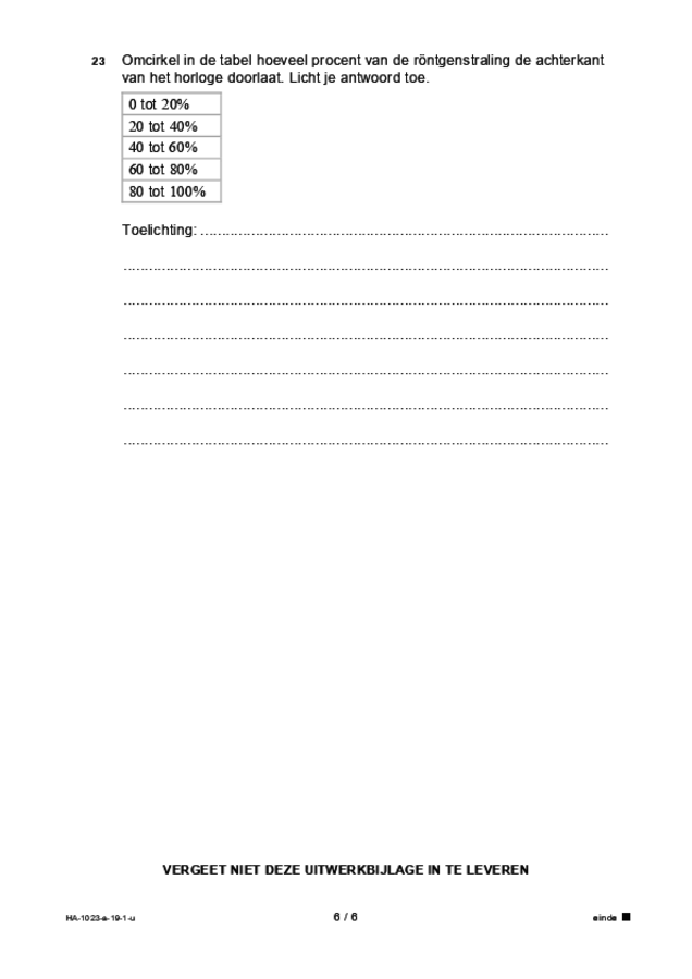 Uitwerkbijlage examen HAVO natuurkunde 2019, tijdvak 1. Pagina 6