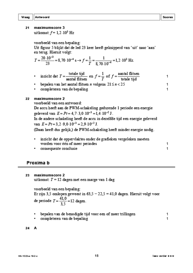 Correctievoorschrift examen HAVO natuurkunde 2019, tijdvak 2. Pagina 15