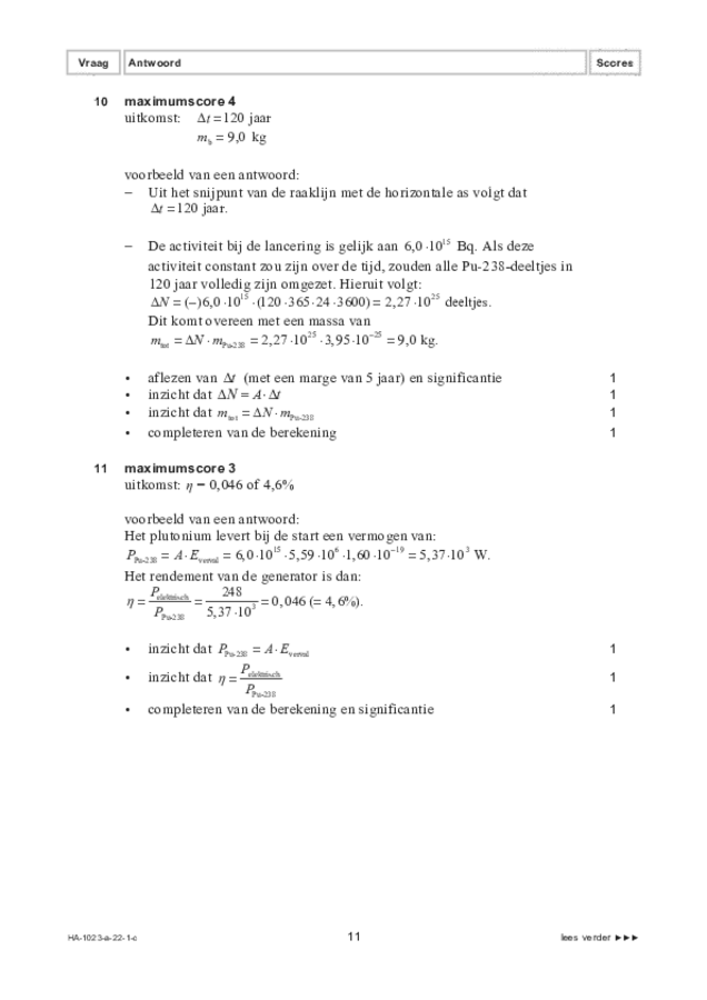 Correctievoorschrift examen HAVO natuurkunde 2022, tijdvak 1. Pagina 11