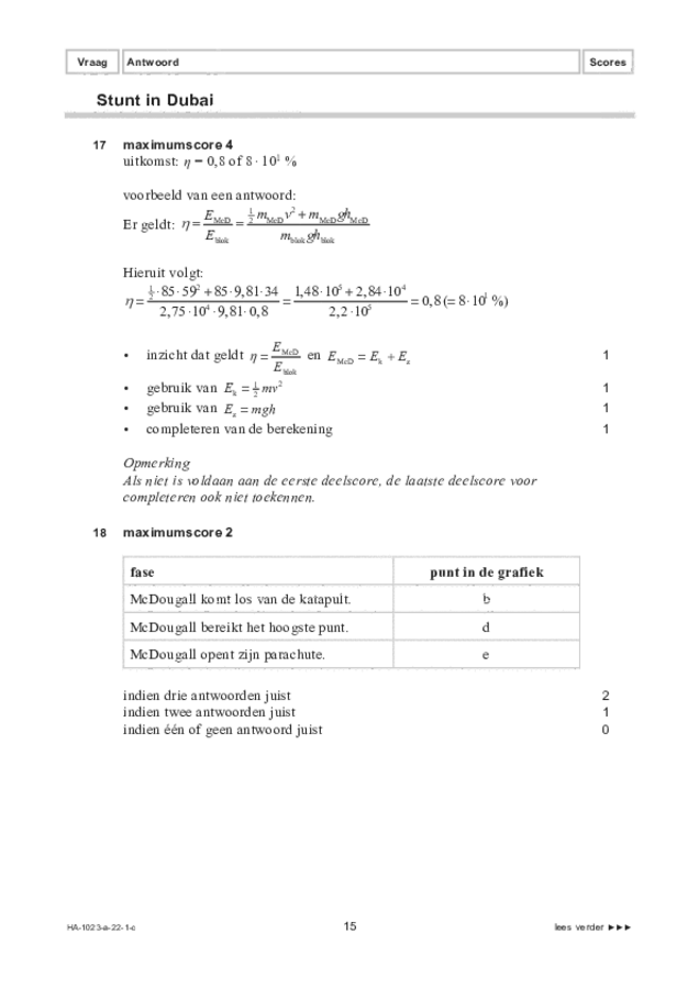 Correctievoorschrift examen HAVO natuurkunde 2022, tijdvak 1. Pagina 15
