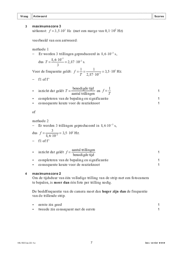 Correctievoorschrift examen HAVO natuurkunde 2022, tijdvak 1. Pagina 7
