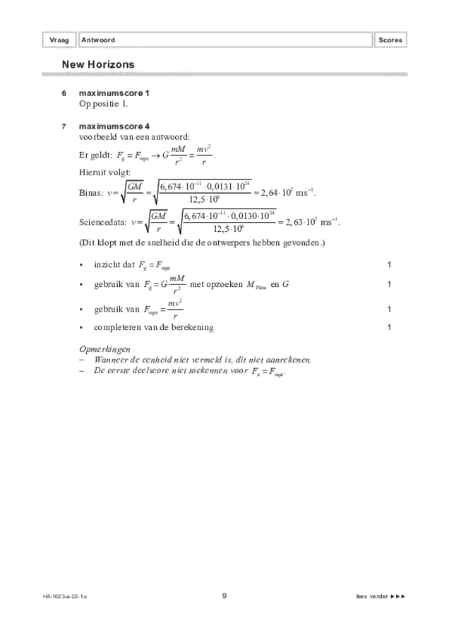 Correctievoorschrift examen HAVO natuurkunde 2022, tijdvak 1. Pagina 9