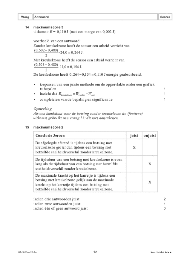 Correctievoorschrift examen HAVO natuurkunde 2022, tijdvak 2. Pagina 12