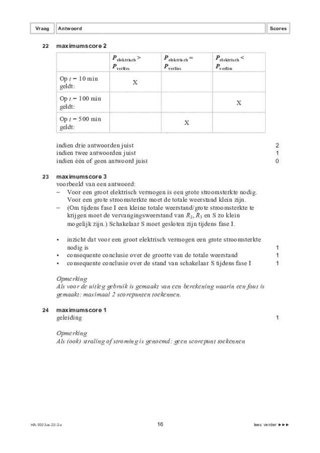 Correctievoorschrift examen HAVO natuurkunde 2022, tijdvak 2. Pagina 16