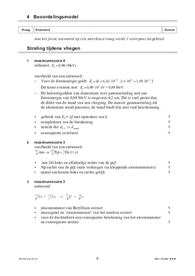 Correctievoorschrift examen HAVO natuurkunde 2022, tijdvak 2. Pagina 6