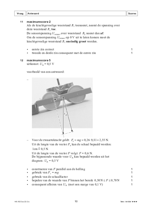 Correctievoorschrift examen HAVO natuurkunde 2022, tijdvak 2. Pagina 10