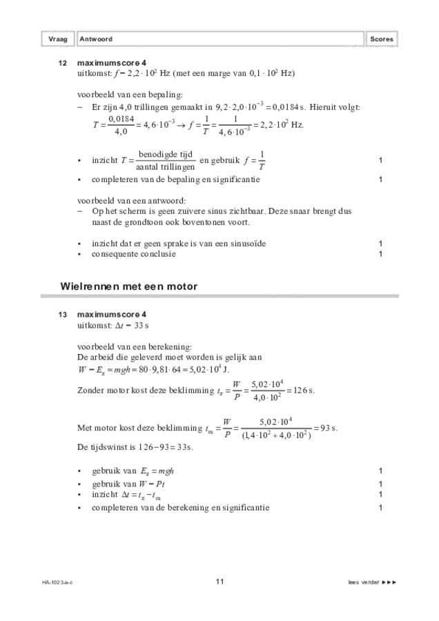 Correctievoorschrift examen HAVO natuurkunde 2022, tijdvak 3. Pagina 11