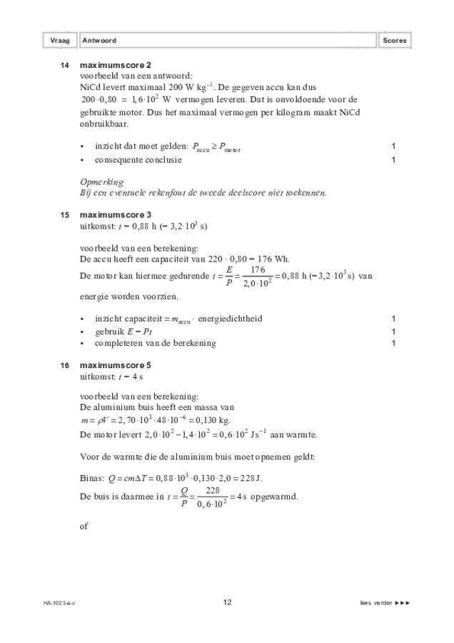 Correctievoorschrift examen HAVO natuurkunde 2022, tijdvak 3. Pagina 12