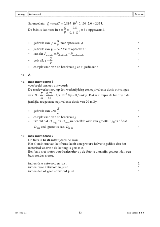 Correctievoorschrift examen HAVO natuurkunde 2022, tijdvak 3. Pagina 13