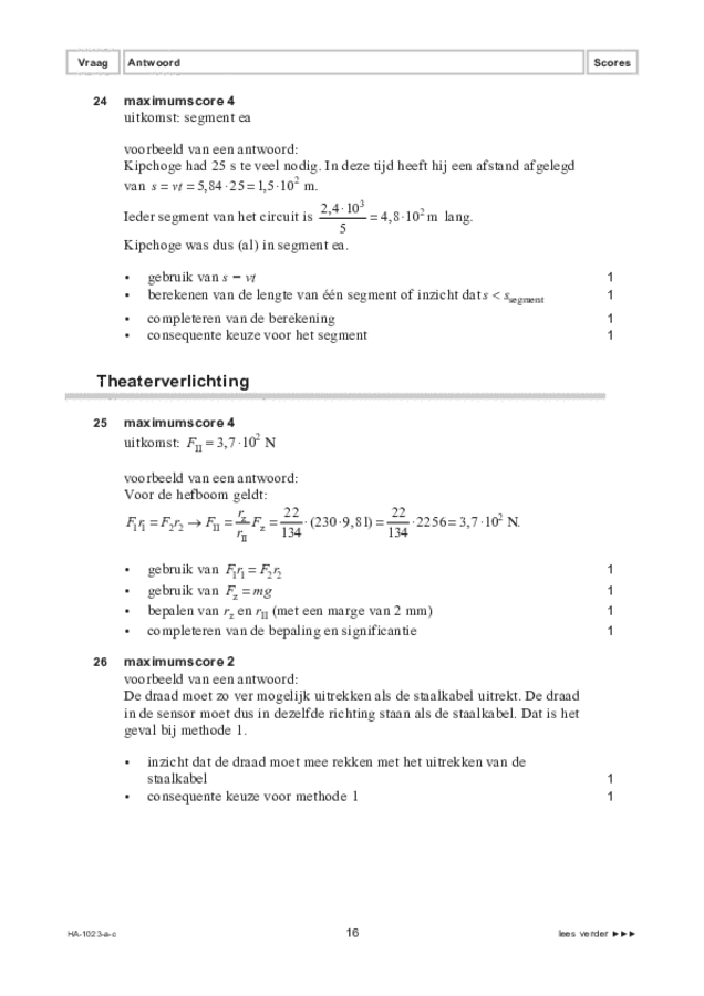 Correctievoorschrift examen HAVO natuurkunde 2022, tijdvak 3. Pagina 16