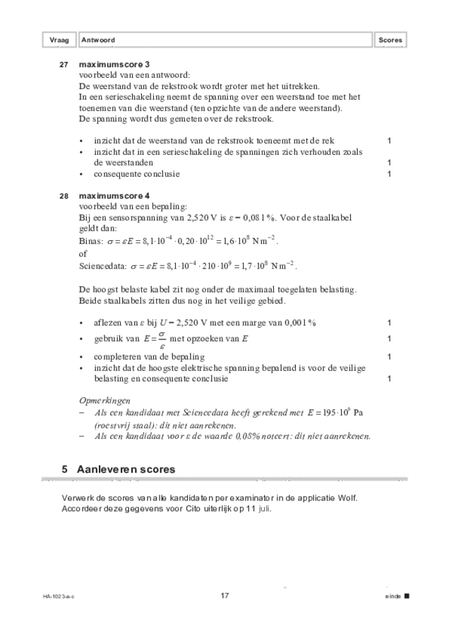 Correctievoorschrift examen HAVO natuurkunde 2022, tijdvak 3. Pagina 17