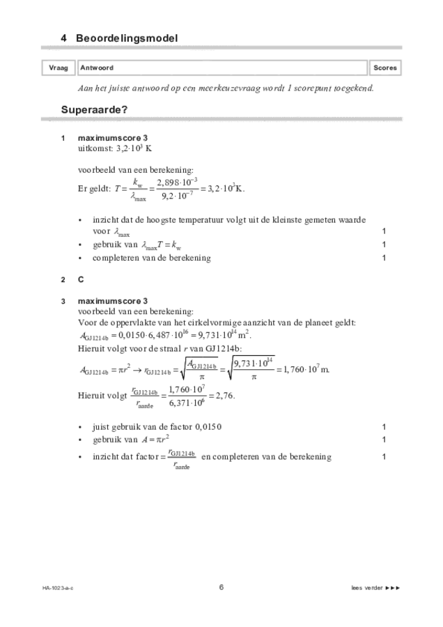 Correctievoorschrift examen HAVO natuurkunde 2022, tijdvak 3. Pagina 6