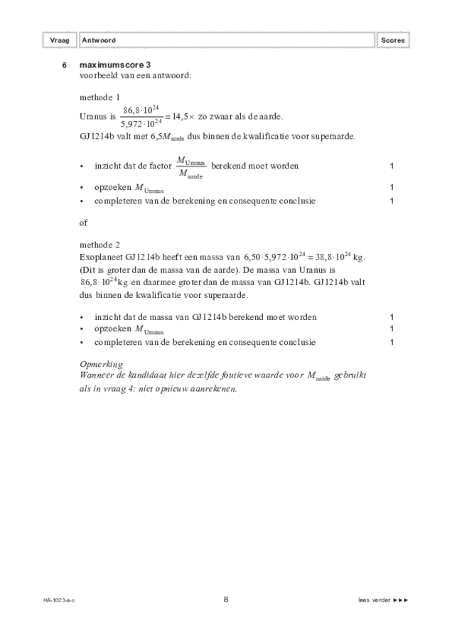 Correctievoorschrift examen HAVO natuurkunde 2022, tijdvak 3. Pagina 8