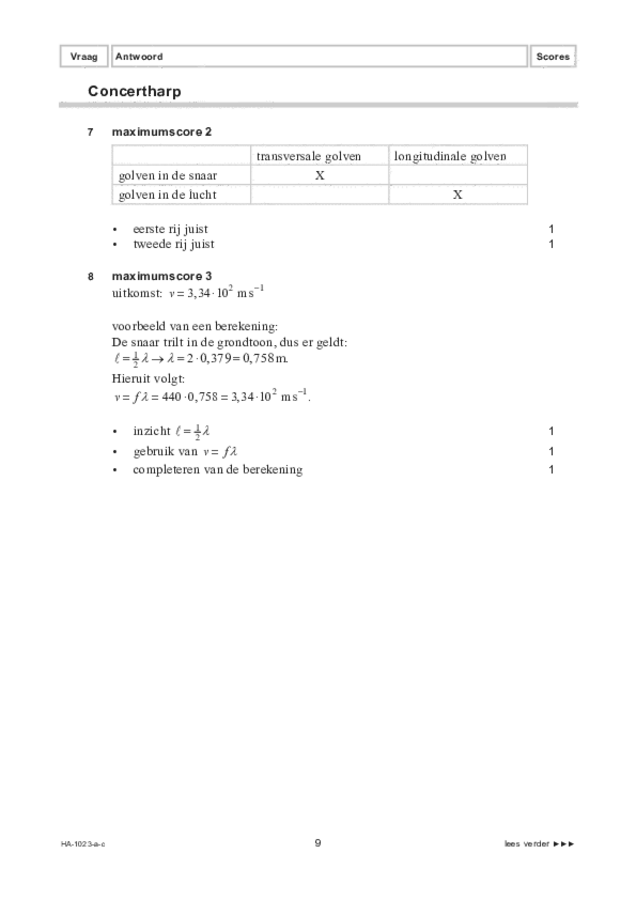 Correctievoorschrift examen HAVO natuurkunde 2022, tijdvak 3. Pagina 9