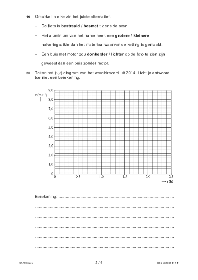 Uitwerkbijlage examen HAVO natuurkunde 2022, tijdvak 3. Pagina 2