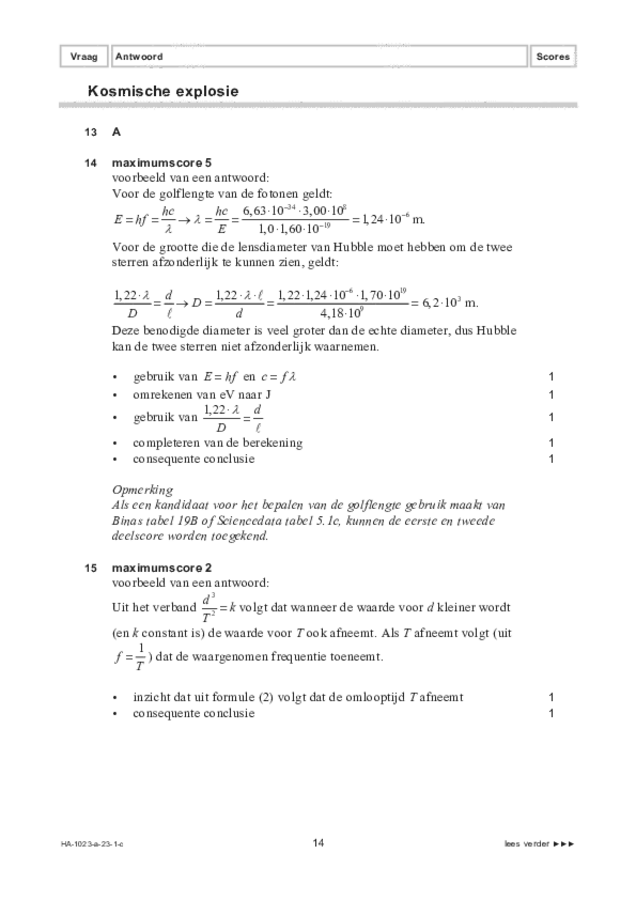 Correctievoorschrift examen HAVO natuurkunde 2023, tijdvak 1. Pagina 14