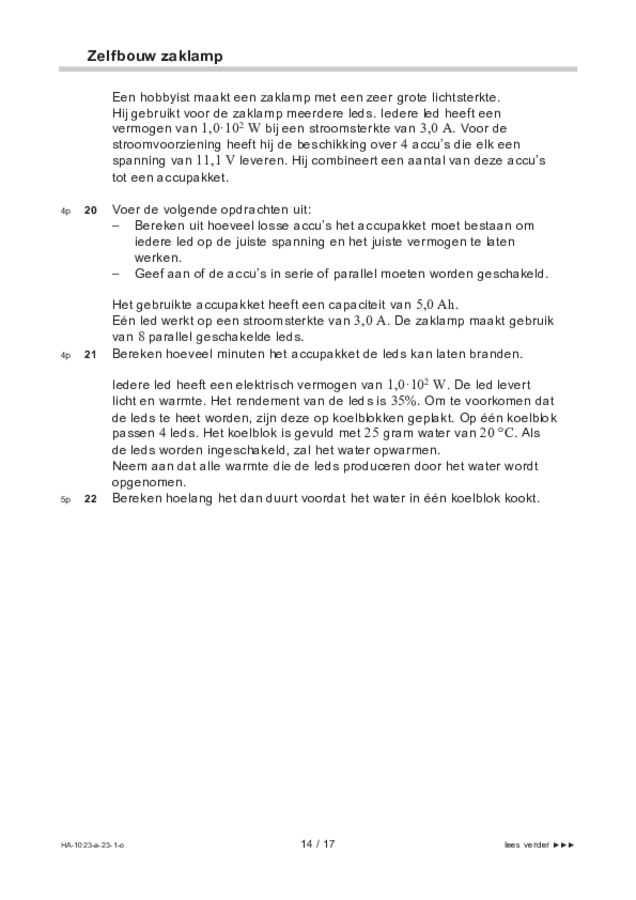 Opgaven examen HAVO natuurkunde 2023, tijdvak 1. Pagina 14