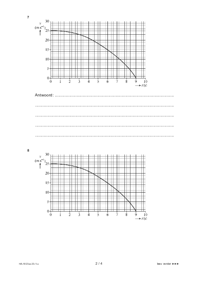Uitwerkbijlage examen HAVO natuurkunde 2023, tijdvak 1. Pagina 2