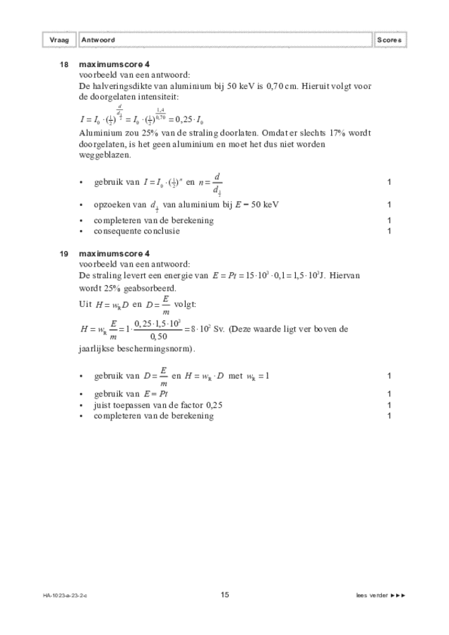 Correctievoorschrift examen HAVO natuurkunde 2023, tijdvak 2. Pagina 15