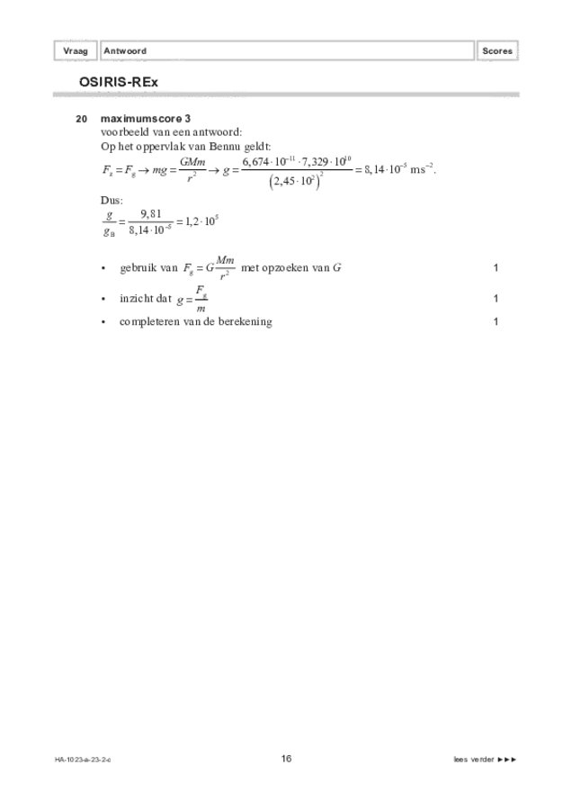 Correctievoorschrift examen HAVO natuurkunde 2023, tijdvak 2. Pagina 16