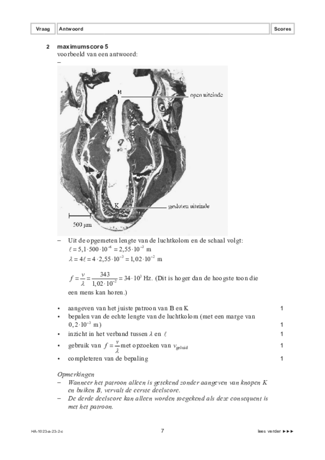 Correctievoorschrift examen HAVO natuurkunde 2023, tijdvak 2. Pagina 7