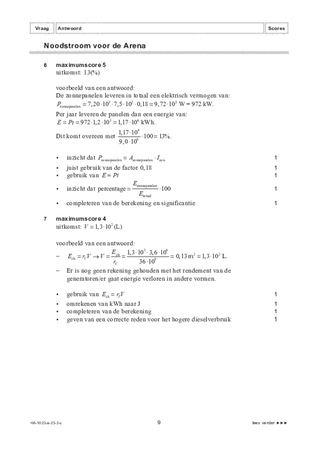 Correctievoorschrift examen HAVO natuurkunde 2023, tijdvak 2. Pagina 9