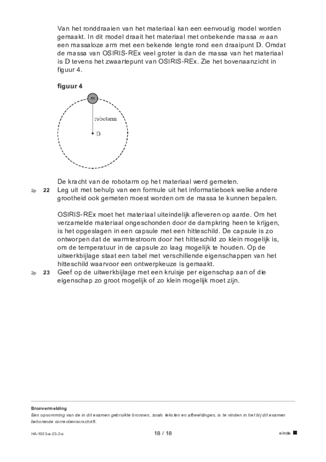 Opgaven examen HAVO natuurkunde 2023, tijdvak 2. Pagina 18