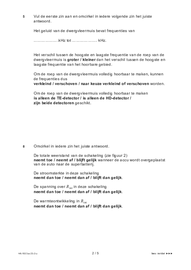 Uitwerkbijlage examen HAVO natuurkunde 2023, tijdvak 2. Pagina 2