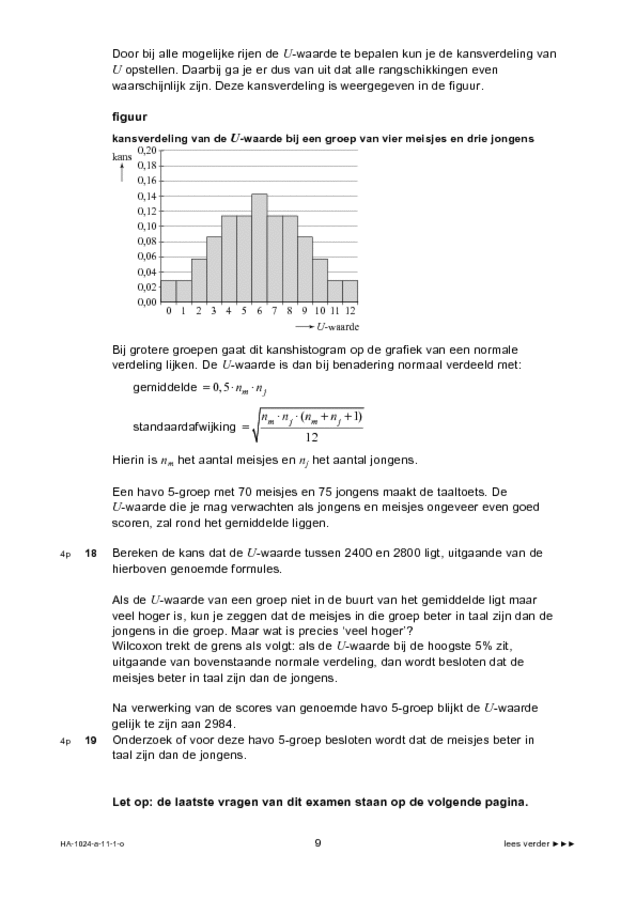 Opgaven examen HAVO wiskunde A 2011, tijdvak 1. Pagina 9