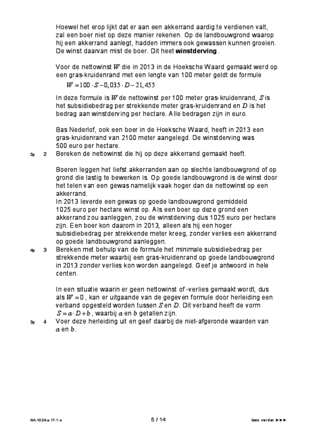 Opgaven examen HAVO wiskunde A 2017, tijdvak 1. Pagina 5