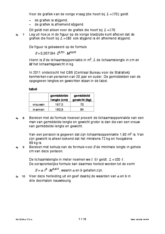 Opgaven examen HAVO wiskunde A 2017, tijdvak 2. Pagina 7