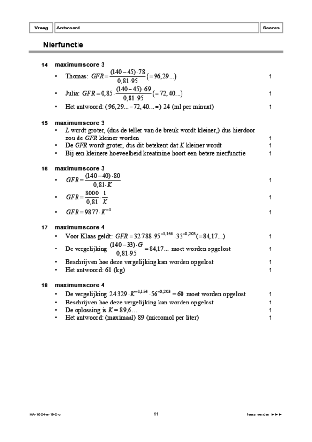 Correctievoorschrift examen HAVO wiskunde A 2019, tijdvak 2. Pagina 11