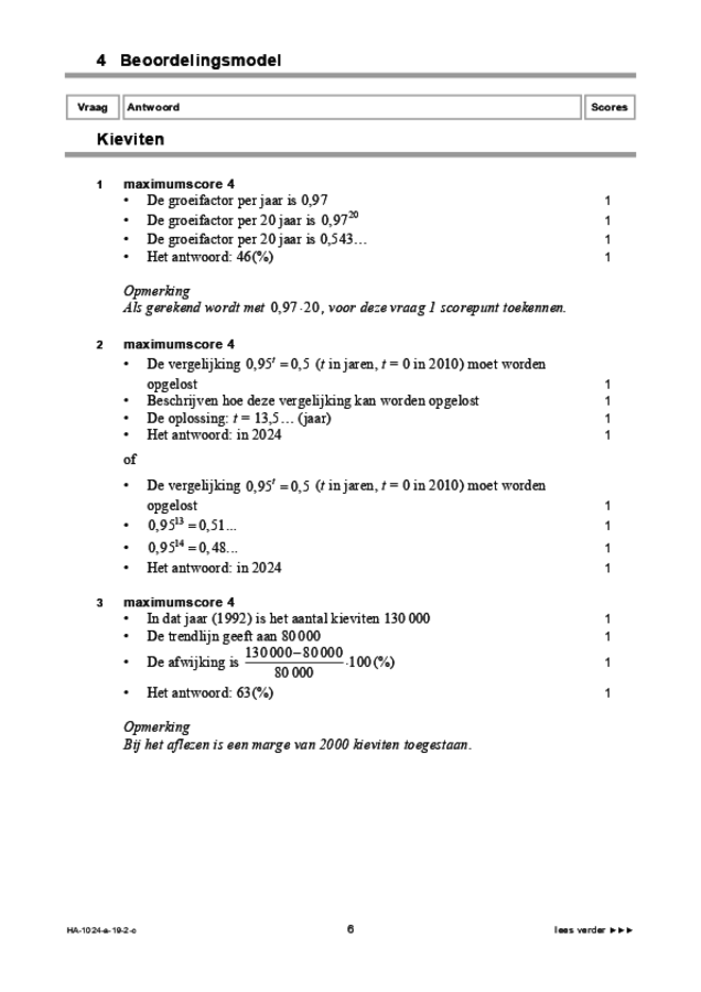 Correctievoorschrift examen HAVO wiskunde A 2019, tijdvak 2. Pagina 6