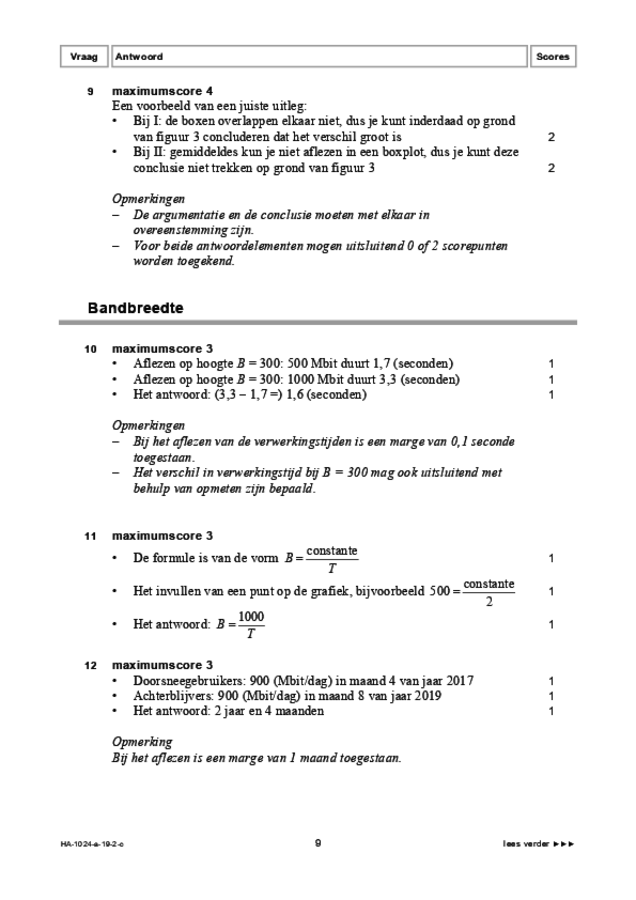 Correctievoorschrift examen HAVO wiskunde A 2019, tijdvak 2. Pagina 9