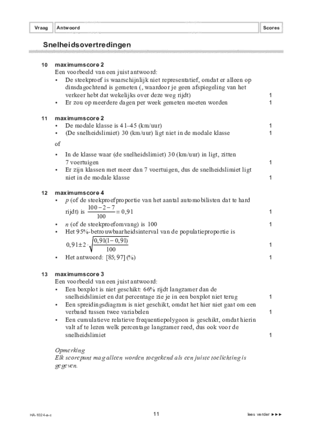 Correctievoorschrift examen HAVO wiskunde A 2022, tijdvak 1. Pagina 11