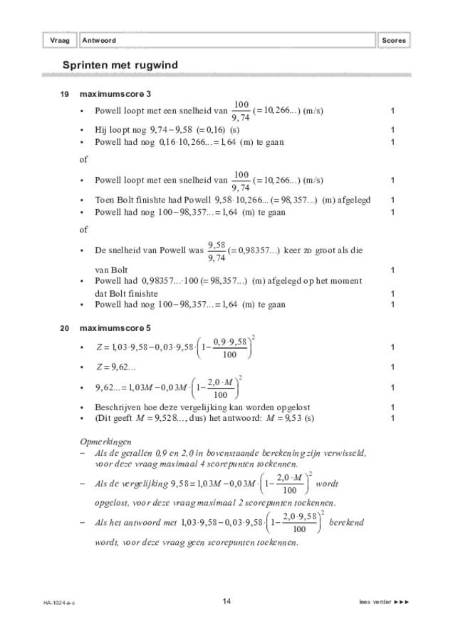 Correctievoorschrift examen HAVO wiskunde A 2022, tijdvak 1. Pagina 14